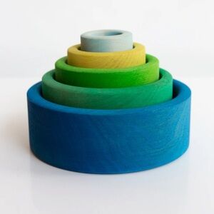 Stacking Wooden Bowls - Blue & Green Gradient